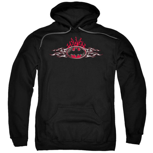Batman Steel Flames Logo Mens Hoodie Black Officially Licensed