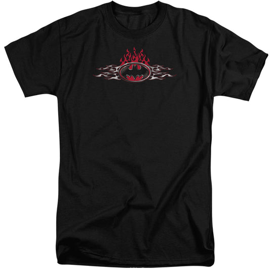 Batman Steel Flames Logo Mens Tall T Shirt Black Officially Licensed