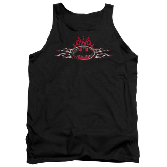 Batman Steel Flames Logo Mens Tank Top Shirt Black Officially Licensed