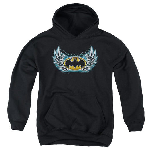 Batman Steel Wings Logo Kids Youth Hoodie Black Officially Licensed