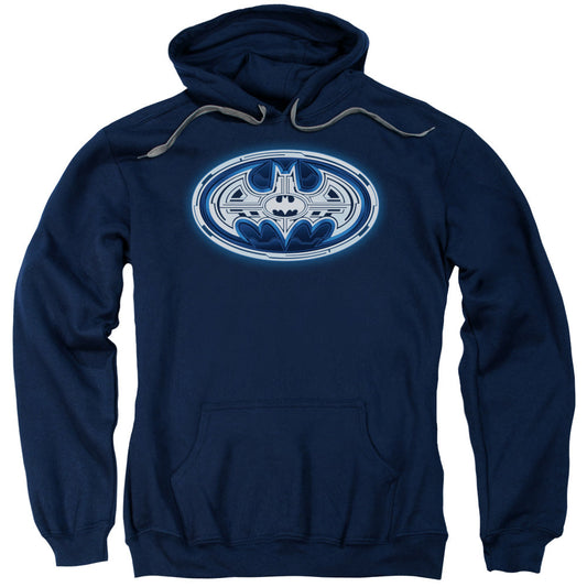 Batman Cyber Bat Shield Mens Hoodie Navy Blue Officially Licensed
