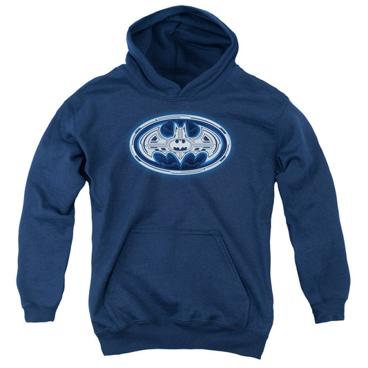 Batman Cyber Bat Shield Kids Youth Hoodie Navy Blue Officially Licensed