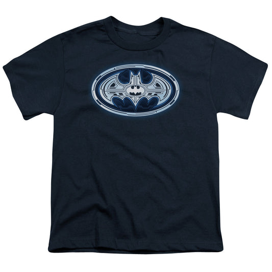 Batman Cyber Bat Shield Kids Youth T Shirt Navy Blue Officially Licensed