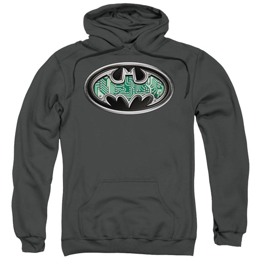 Batman Circuitry Shield Mens Hoodie Charcoal Officially Licensed