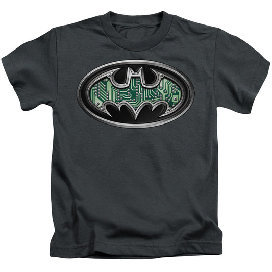 Batman Circuitry Shield Juvenile Kids Youth T Shirt Charcoal Officially Licensed