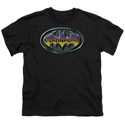 Batman Hot Rod Shield Kids Youth T Shirt Black Officially Licensed