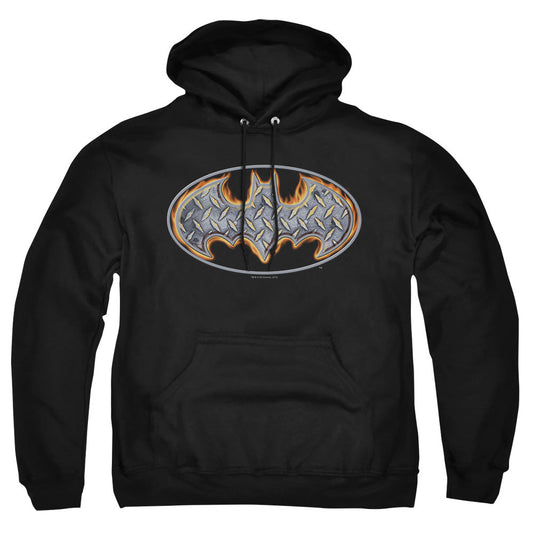 Batman Steel Fire Shield Mens Hoodie Black Officially Licensed