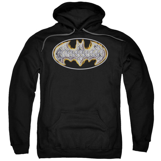 Batman Steel Fire Shield Mens Hoodie Black Officially Licensed