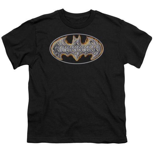 Batman Steel Fire Shield Kids Youth T Shirt Black Officially Licensed