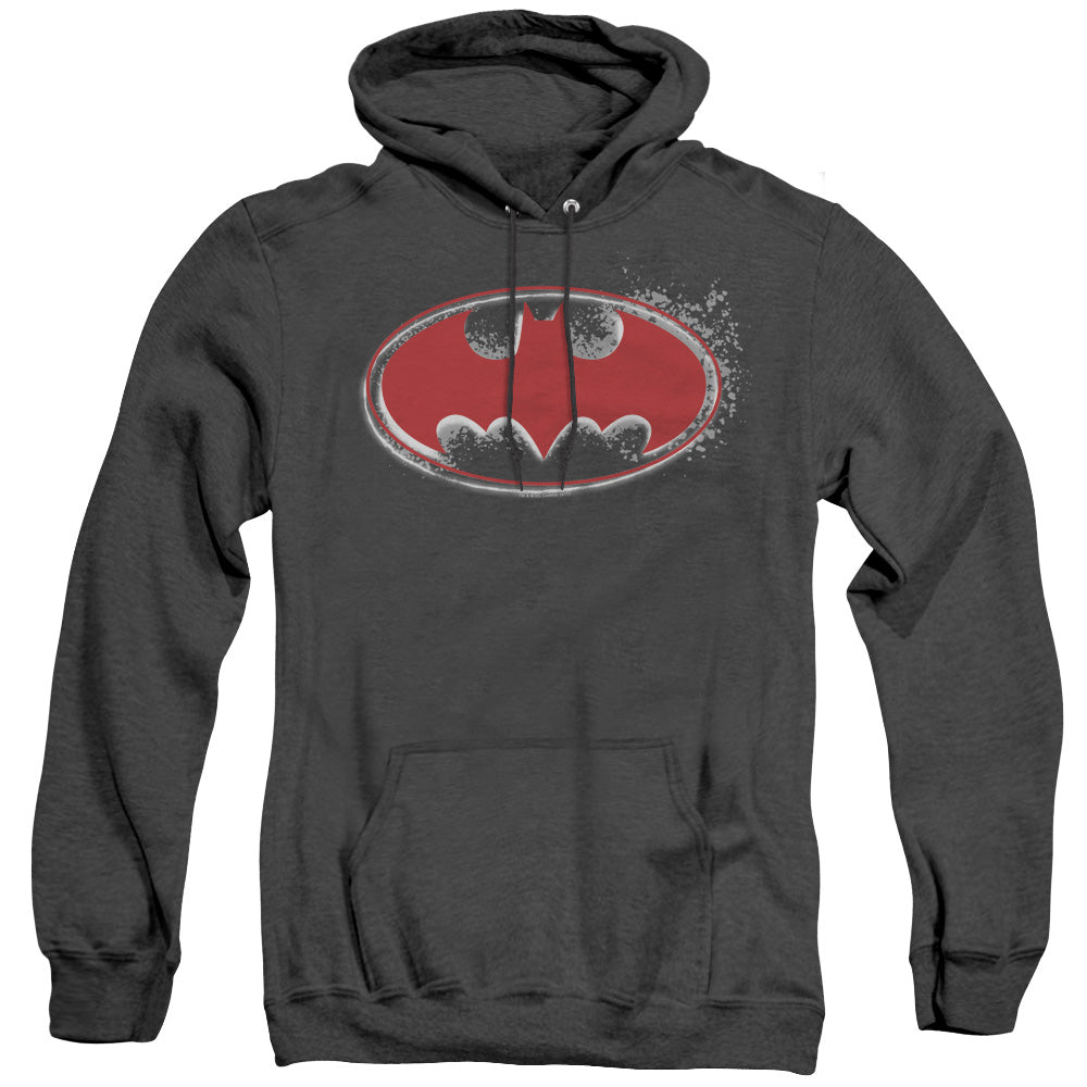Batman Hardcore Noir Bat Logo Heather Mens Hoodie Black Officially Licensed