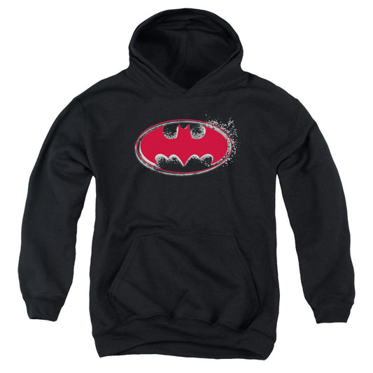 Batman Hardcore Noir Bat Logo Kids Youth Hoodie Black Officially Licensed
