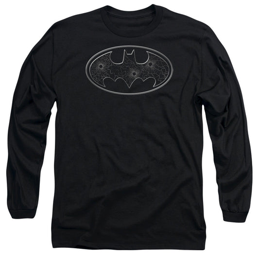 Batman Glass Hole Logo Mens Long Sleeve Shirt Black Officially Licensed