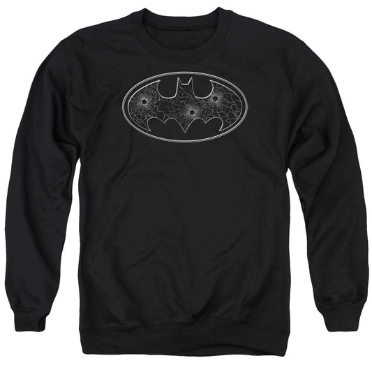Batman Glass Hole Logo Mens Crewneck Sweatshirt Black