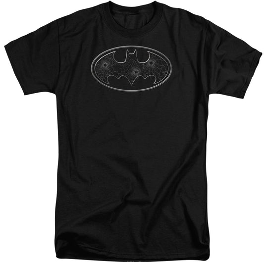 Batman Glass Hole Logo Mens Tall T Shirt Black Officially Licensed
