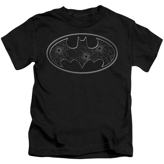 Batman Glass Hole Logo Juvenile Kids Youth T Shirt Black Officially Licensed