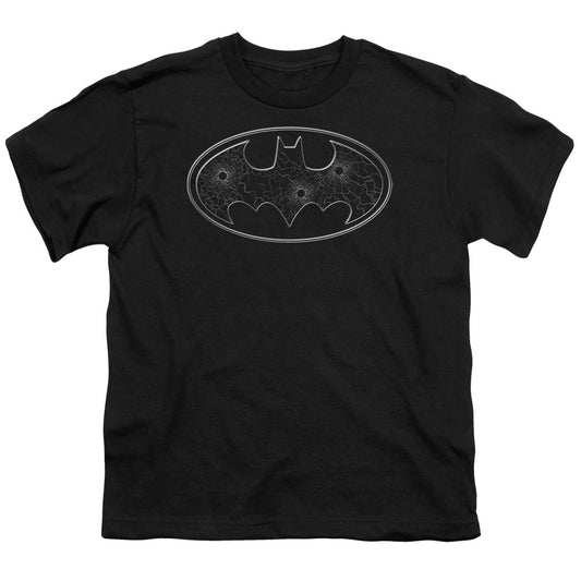 Batman Glass Hole Logo Kids Youth T Shirt Black Officially Licensed