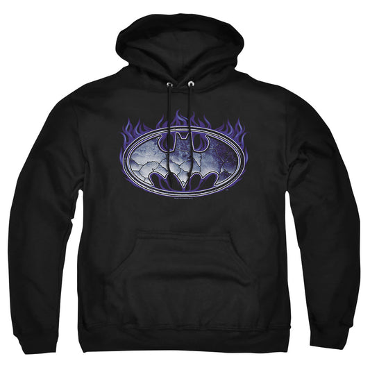 Batman Cracked Shield Mens Hoodie Black Officially Licensed
