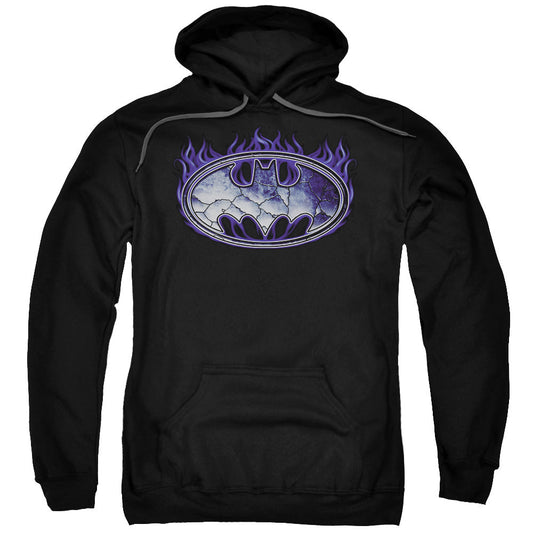 Batman Cracked Shield Mens Hoodie Black Officially Licensed