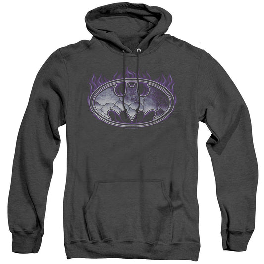 Batman Cracked Shield Heather Mens Hoodie Black Officially Licensed