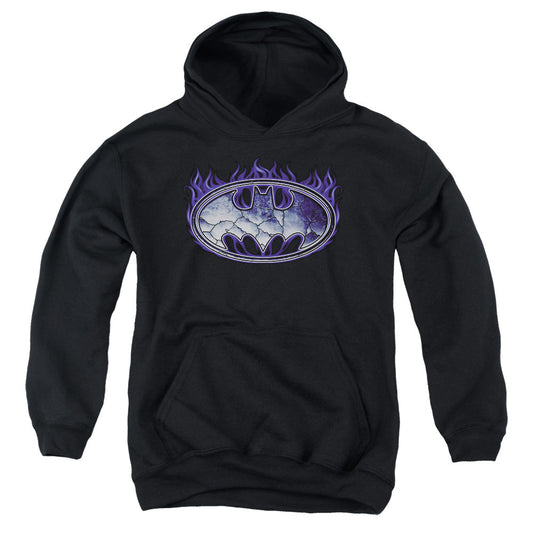 Batman Cracked Shield Kids Youth Hoodie Black Officially Licensed