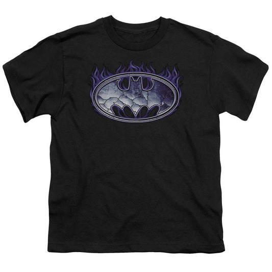 Batman Cracked Shield Kids Youth T Shirt Black Officially Licensed