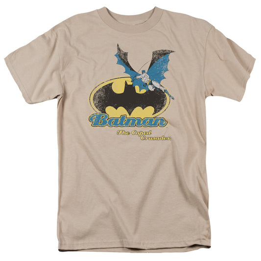 Batman Caped Crusader Retro Mens T Shirt Sand Officially Licensed