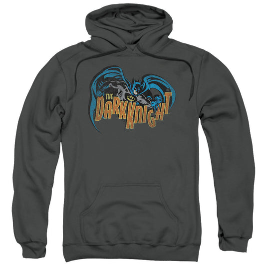 Batman Retro Dark Knight Mens Hoodie Charcoal Officially Licensed