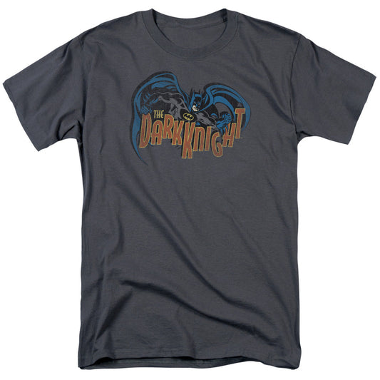Batman Retro Dark Knight Mens T Shirt Charcoal Officially Licensed