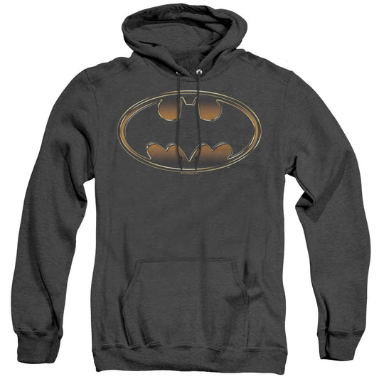 Batman Black & Gold Embossed Heather Mens Hoodie Black Officially Licensed