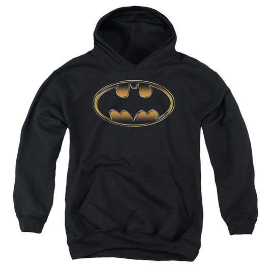 Batman Black & Gold Embossed Kids Youth Hoodie Black Officially Licensed