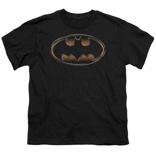Batman Black & Gold Embossed Kids Youth T Shirt Black Officially Licensed