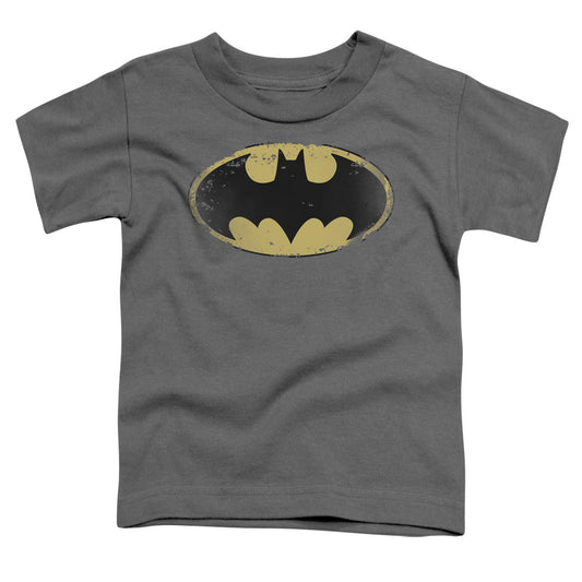 Batman Distressed Shield Toddler Kids Youth T Shirt Charcoal Officially Licensed