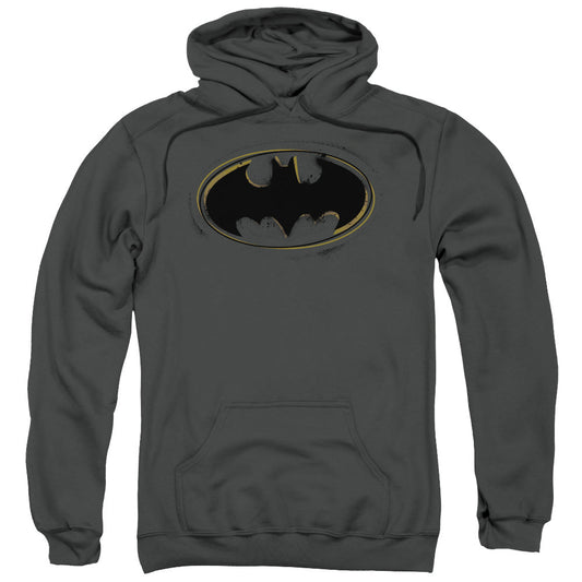 Batman Spray Paint Logo Mens Hoodie Charcoal Officially Licensed