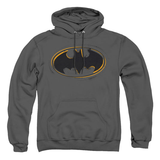 Batman Spray Paint Logo Mens Hoodie Charcoal Officially Licensed