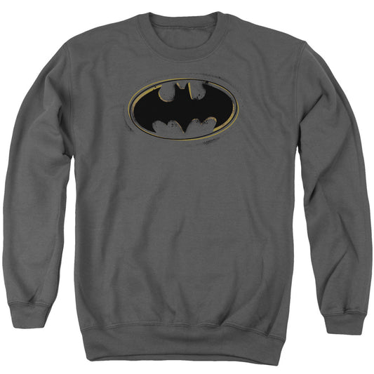 Batman Spray Paint Logo Mens Crewneck Sweatshirt Charcoal