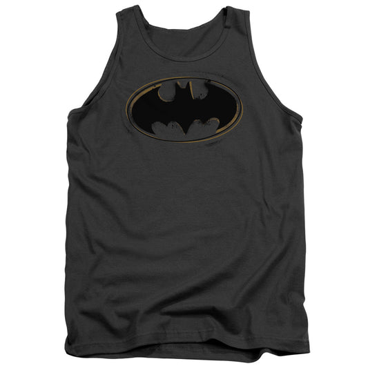 Batman Spray Paint Logo Mens Tank Top Shirt Charcoal Officially Licensed