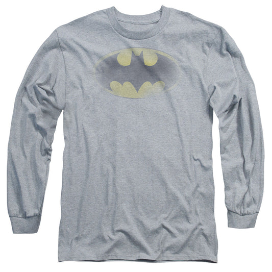 Batman Faded Logo Mens Long Sleeve Shirt Athletic Heather Officially Licensed