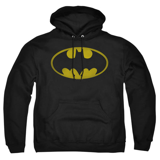 Batman Washed Bat Logo Mens Hoodie Black Officially Licensed