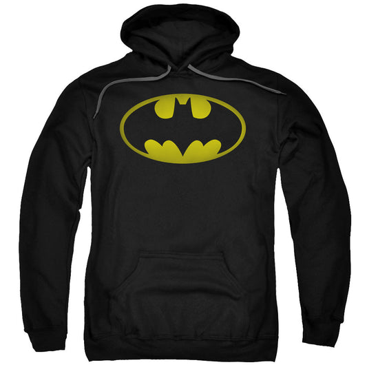 Batman Washed Bat Logo Mens Hoodie Black Officially Licensed