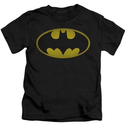 Batman Washed Bat Logo Juvenile Kids Youth T Shirt Black Officially Licensed