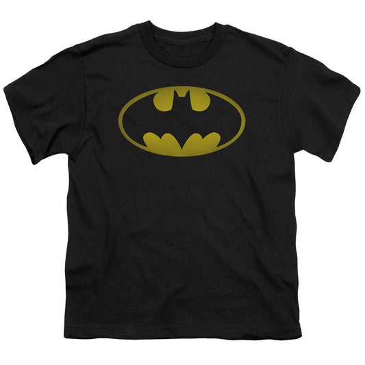 Batman Washed Bat Logo Kids Youth T Shirt Black Officially Licensed