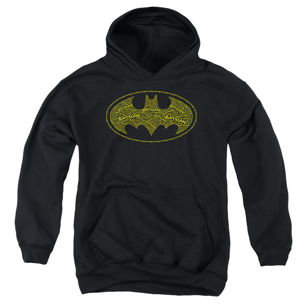 Batman Type Logo Kids Youth Hoodie Black Officially Licensed