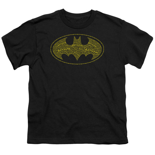 Batman Type Logo Kids Youth T Shirt Black Officially Licensed