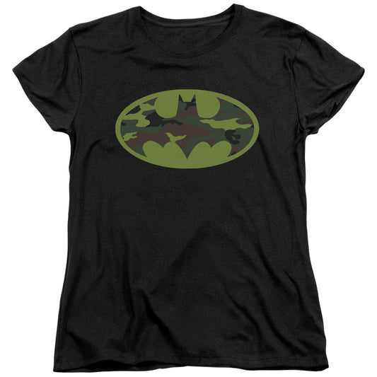 Batman Camo Logo Womens T Shirt Black Officially Licensed