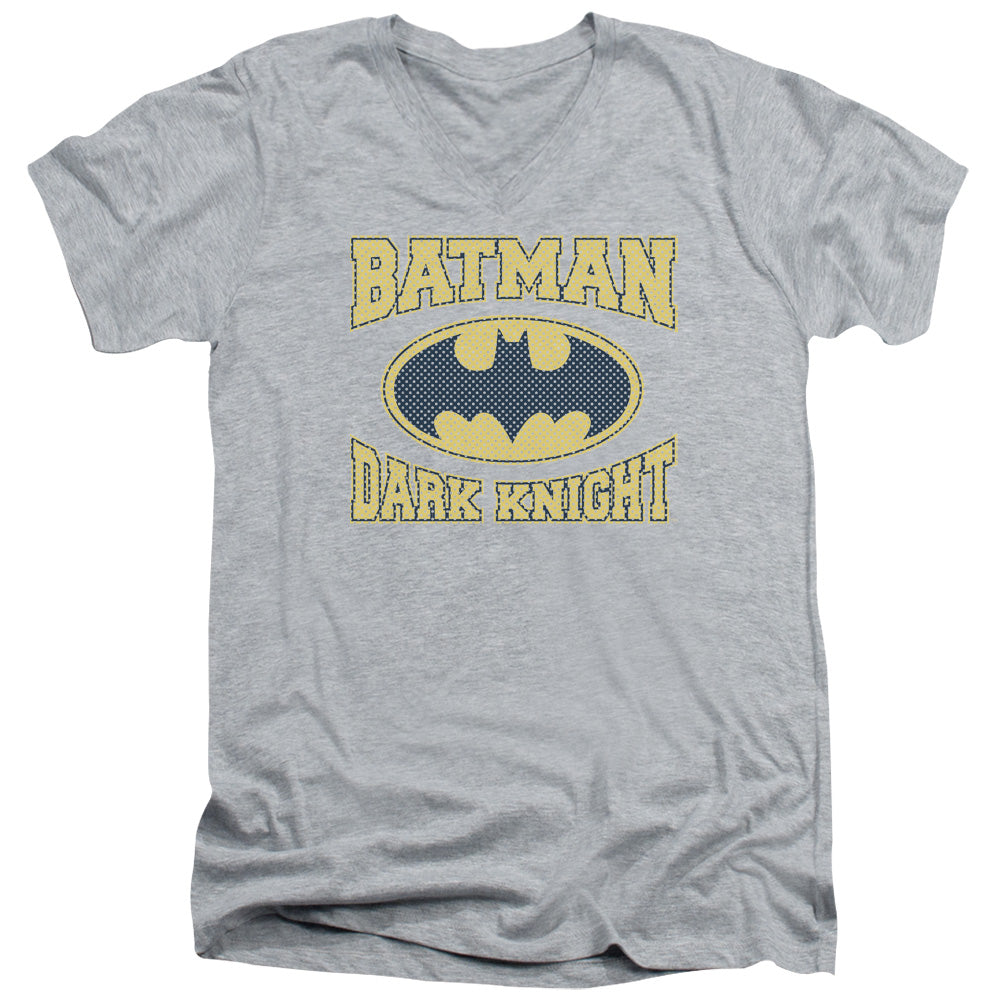 Batman Dark Knight Jersey Mens Slim Fit V Neck T Shirt Athletic Heather Officially Licensed