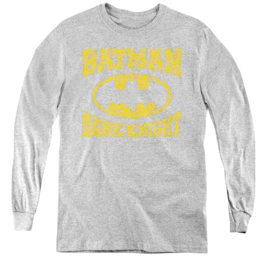 Batman Dark Knight Jersey Long Sleeve Kids Youth T Shirt Athletic Heather Officially Licensed