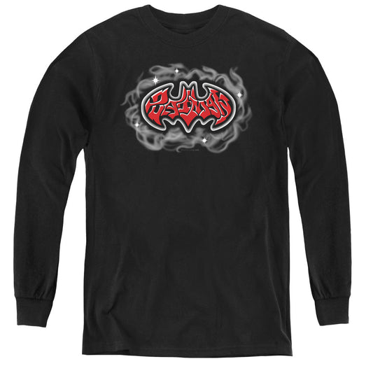 Batman Hip Hop Logo Long Sleeve Kids Youth T Shirt Black Officially Licensed