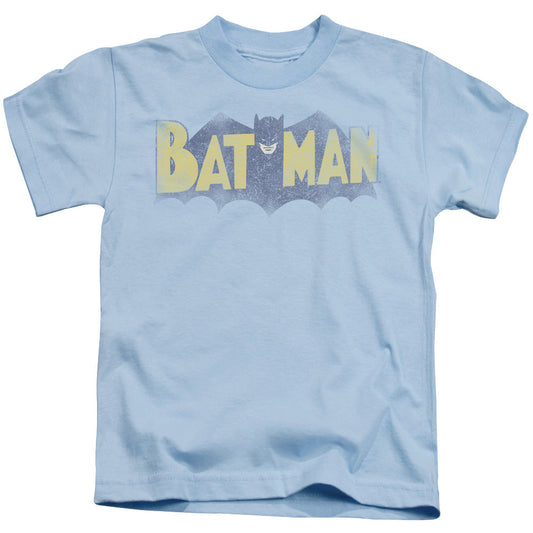 Batman Vintage Logo Juvenile Kids Youth T Shirt Light Blue Officially Licensed