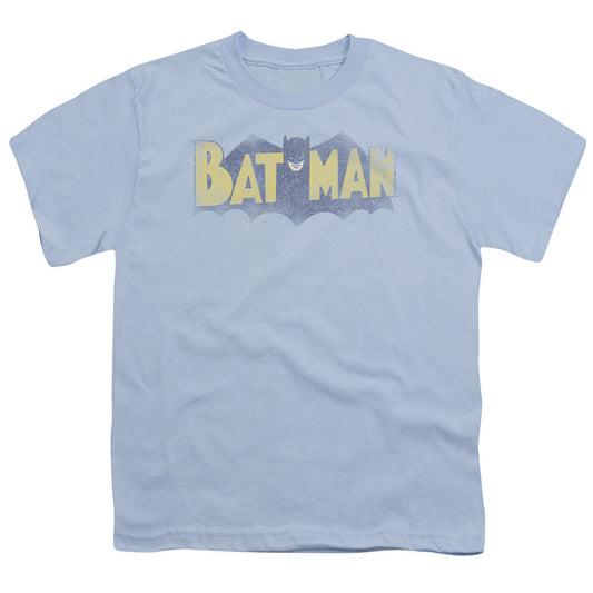 Batman Vintage Logo Kids Youth T Shirt Light Blue Officially Licensed