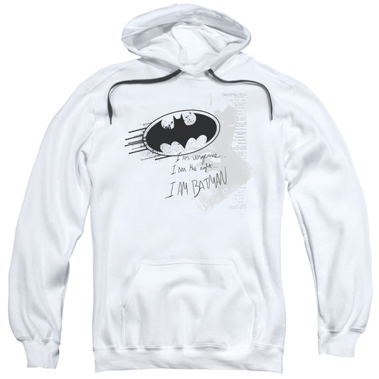Batman I Am Vengeance Mens Hoodie White Officially Licensed
